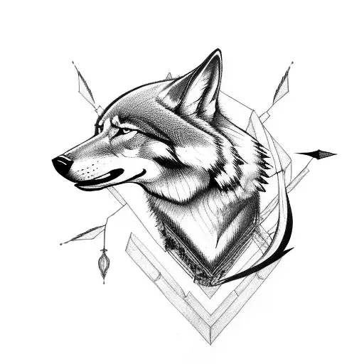 arrow in Wolf body tattoo design idea
