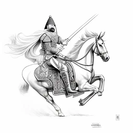 full arm cossack on horse holding a sword tattoo design idea