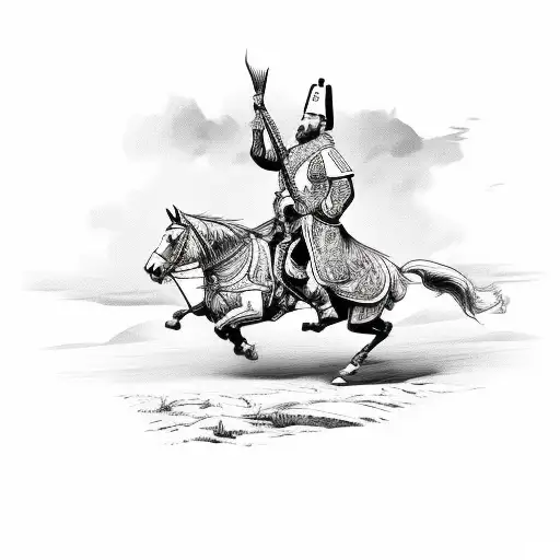 Cossack on horseback leading a charge tattoo design idea