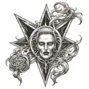 evil pentagram lilith hell fire tattoo design idea