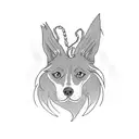 A mythical dog creature with elements of witchcraft tattoo design idea