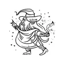 wizard making a spell tattoo design idea