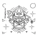 wizard making a spell tattoo design idea