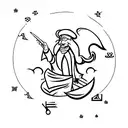 wizard making a spell tattoo design idea