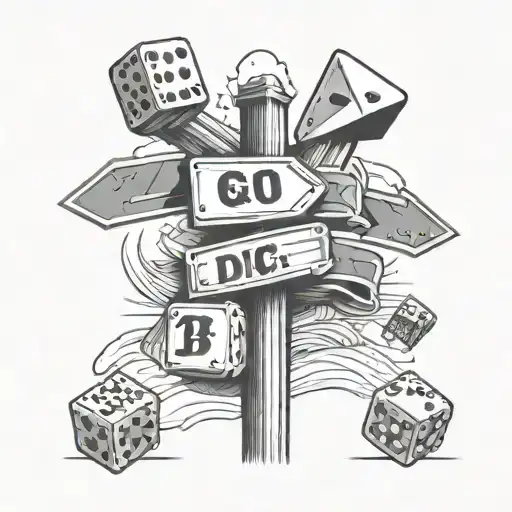 street sign, dice rolling tattoo design idea