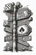 street sign pole, dice rolling, Eastside  tattoo design idea