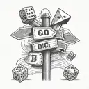 street sign, dice rolling tattoo design idea