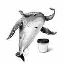  whale and a pot of petunia tattoo design idea