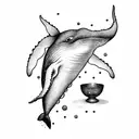 whale and a pot of petunia tattoo design idea