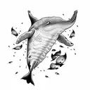  whale and a pot of petunia tattoo design idea