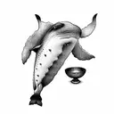 falling whale and a bowl of petunia tattoo design idea