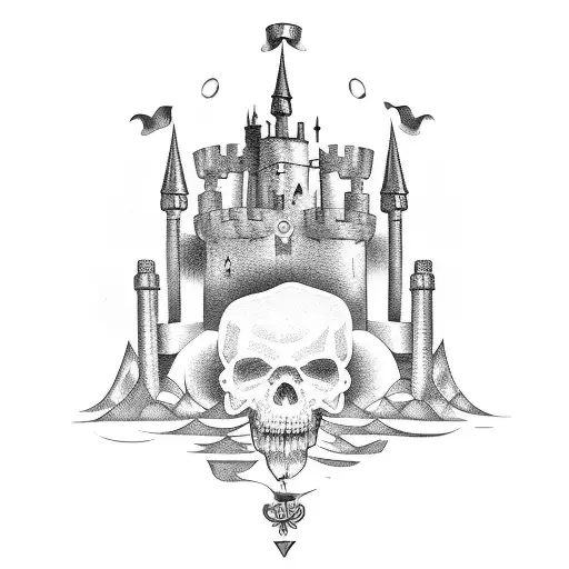 spain wine castle tattoo design idea