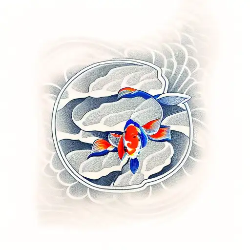 Koi Fish and lotus flower  tattoo design idea