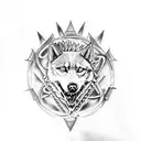A Game of Thrones inspired tattoo featuring a direwolf and a dragon tattoo design idea