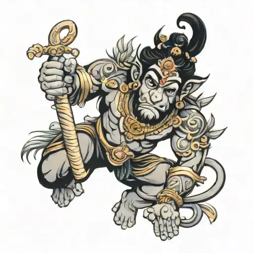 hanuman gada tattoo design idea