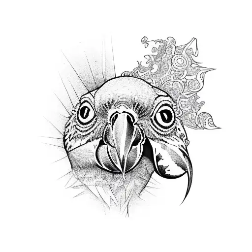 acid trip parrot tattoo design idea