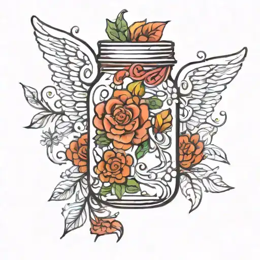 Angel mum jam jar in mandala style tattoo design idea