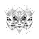 Gemini emotions and mask tattoo design idea