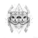 Gemini emotions and mask tattoo design idea