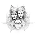 Gemini emotions and mask tattoo design idea