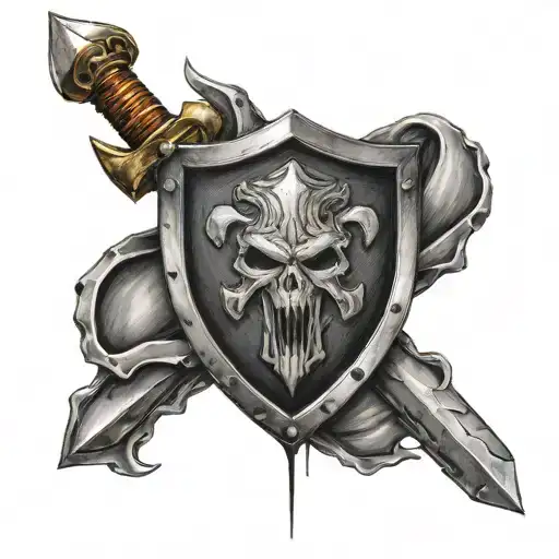 aesculap stab with shield background black tattoo design idea