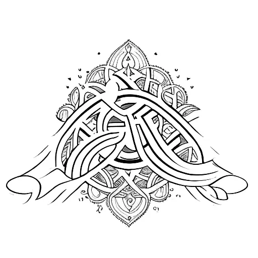 Tattoo with initials G,S,N,J and Love, Faith, Hope  tattoo design idea