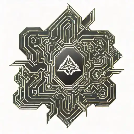 computer chip embedded tattoo design idea