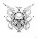 A skull with a laurel wreath crown, symbolizing the cycle of life and death in Greek mythology tattoo design idea