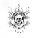 A skull with a laurel wreath crown, symbolizing the cycle of life and death in Greek mythology tattoo design idea