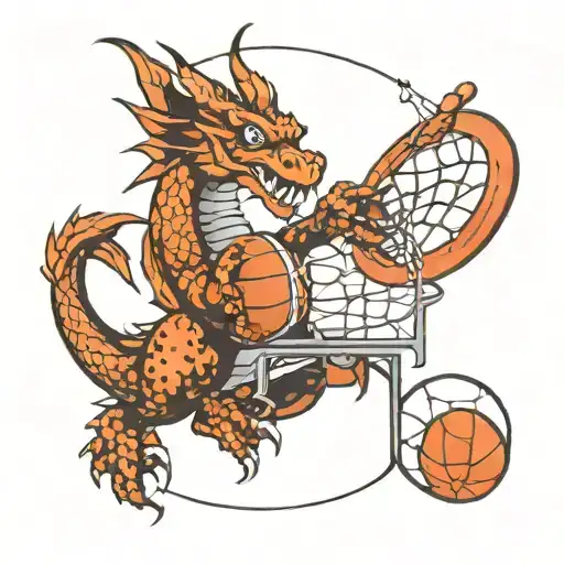 dragon and basketball hoop tattoo design idea