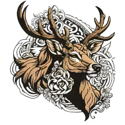 face with deer tattoo tattoo design idea