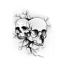 a raven, a skull, a barren tree with ivy tattoo design idea