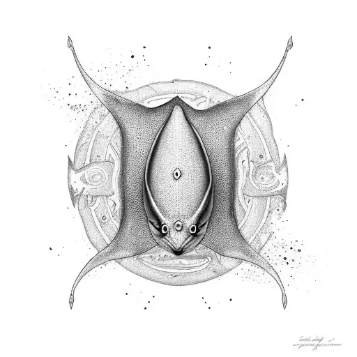 Stingray in the ocean, real tattoo design idea
