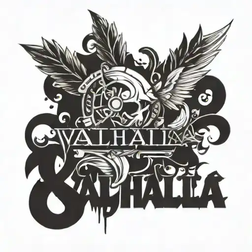 valhalla text tattoo design idea