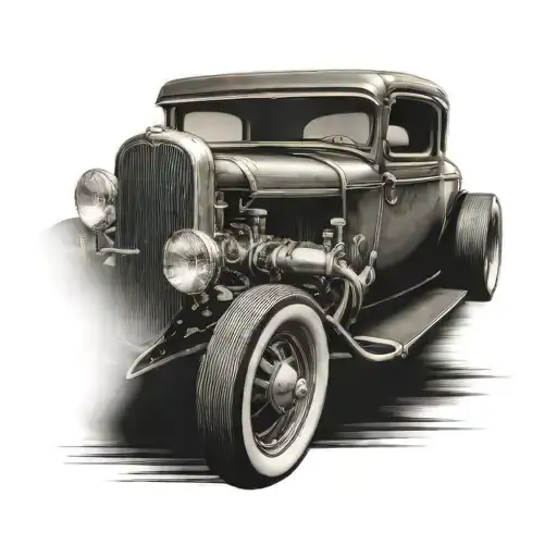 34 ford hot rod. model posing tattoo design idea