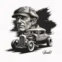 34 ford hot rod. model posing tattoo design idea