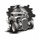 34 ford hot rod. model posing tattoo design idea