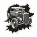 34 ford hot rod. model posing tattoo design idea