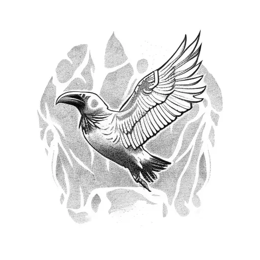 diving raven with spread wings tattoo design idea