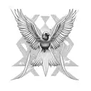 diving raven with spread wings tattoo design idea