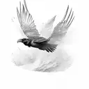 diving raven with spread wings tattoo design idea