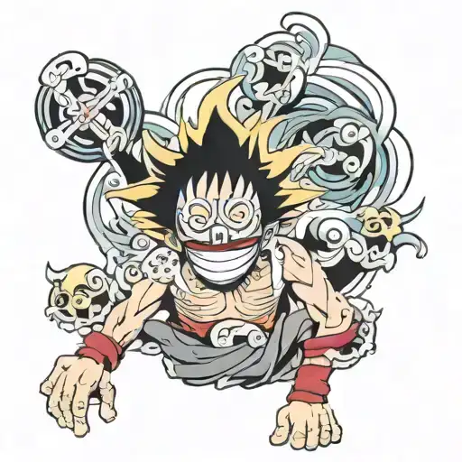 Bleach bankia luffy gear 5 sun god tattoo design idea