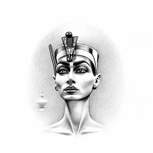 Queen Nefertiti nude tattoo design idea