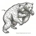lithograph bear fight   tattoo design idea