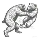 lithograph bear fight   tattoo design idea