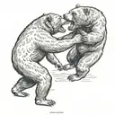 lithograph bear fight   tattoo design idea