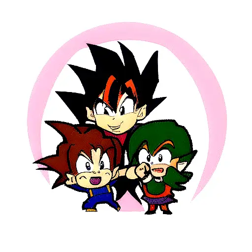 Goku, Vegeta, Sonic, Mario, Link, Scyther tattoo design idea