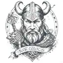 a viking protecting his love, being strong yet humble. with runes depicting family honor love and strength tattoo design idea