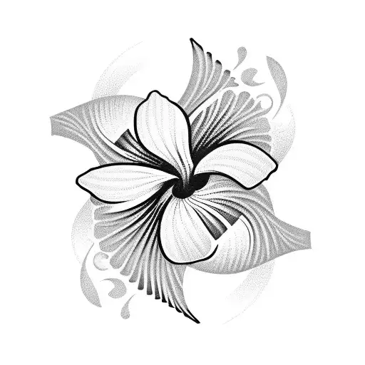 Hawaiian fishhook with hibiscus  tattoo design idea