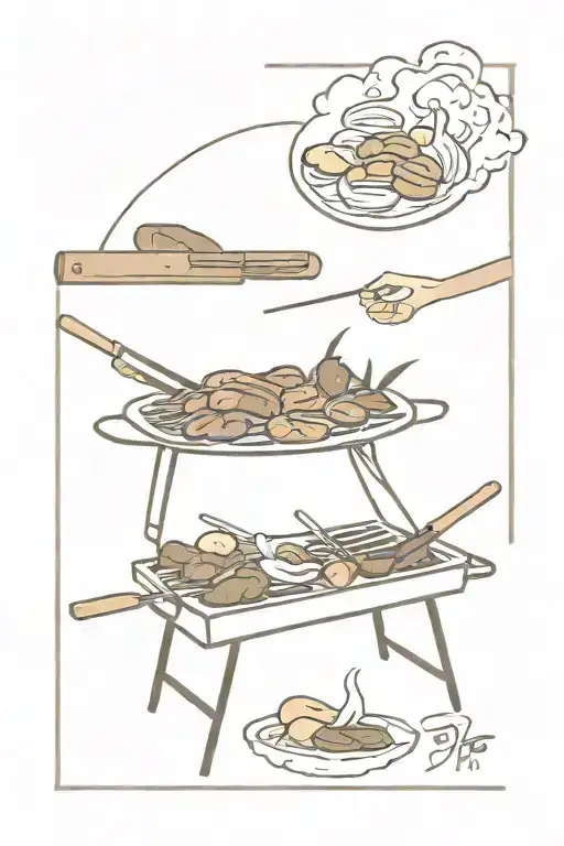 korean bbq grilling tattoo design idea